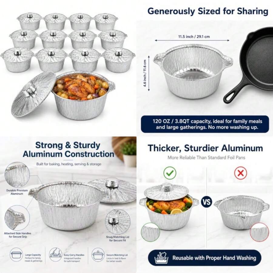 Camping Cooking Pack - 12 sztuk jednorazowych naczyń z pokrywką,