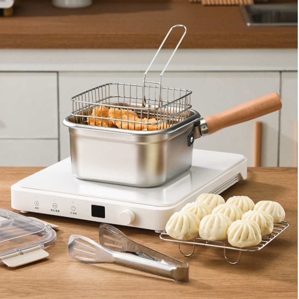 Camping Cooking Set Non Stick - Przenośna patelnia ze stali nierdzewnej, kwadratowa,
