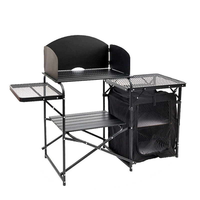 Camping Cooking Table With Storage - Składany stół kempingowy na zewnątrz, stół