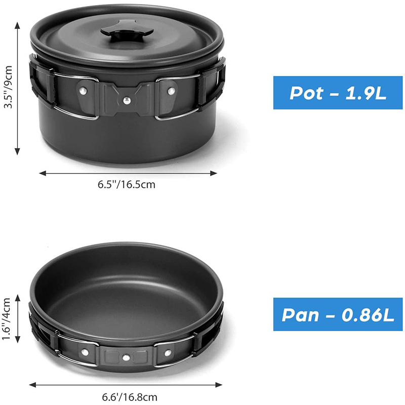 Camping Cooking Set Non Stick - 1 Zestaw Naczyń Kempingowych na Zewnątrz,