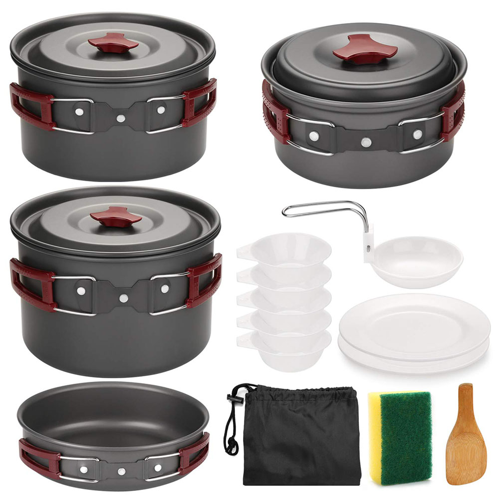 Camping Cooking Set Non Stick - Zestaw naczyń kempingowych na zewnątrz Nieprzywierające