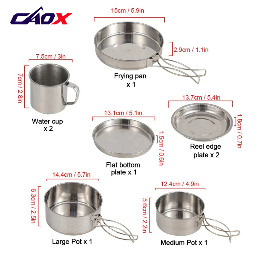CAOX 8-częściowy Zestaw Naczyń – Camping Cooking Hot Plate recenzja i cena