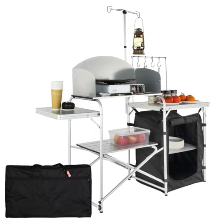 Stół kempingowy, składany stół – Camping Cooking Table With Storage recenzja i cena