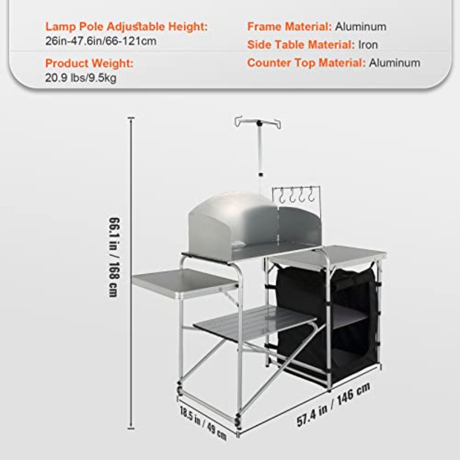 Stół kempingowy, składany stół – Camping Cooking Table With Storage recenzja i cena
