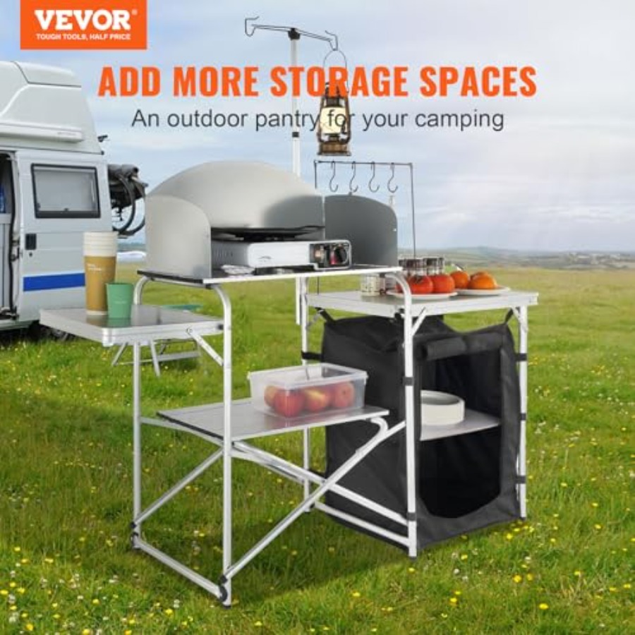Stół kempingowy, składany stół – Camping Cooking Table With Storage recenzja i cena