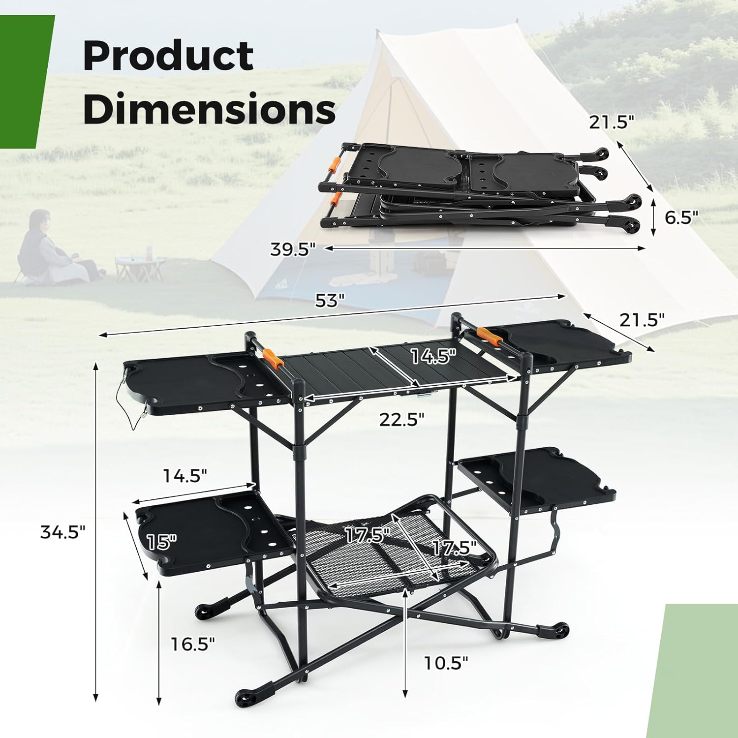 Przenośny stół kempingowy z al – Camping Cooking Table With Storage recenzja i cena