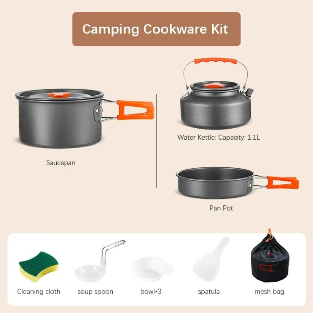 Zestaw naczyń kempingowych ze  – Camping Cooking Set Non Stick recenzja i cena