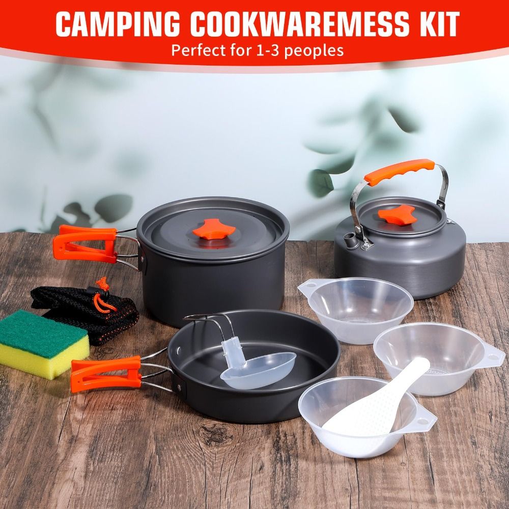 Zestaw naczyń kempingowych ze  – Camping Cooking Set Non Stick recenzja i cena
