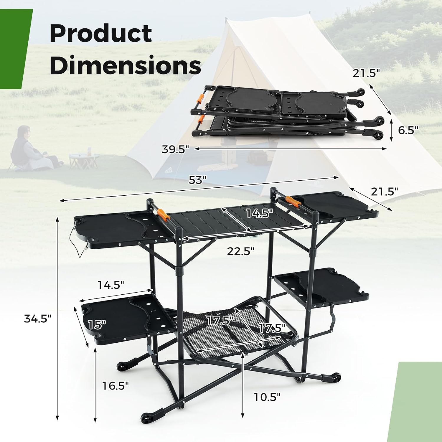 Przenośny składany stół kuchen – Camping Cooking Table With Storage recenzja i cena