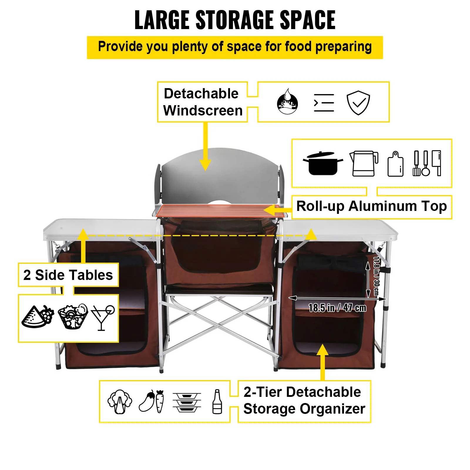 Singwinner Składany stół kuche – Camping Cooking Table With Storage recenzja i cena
