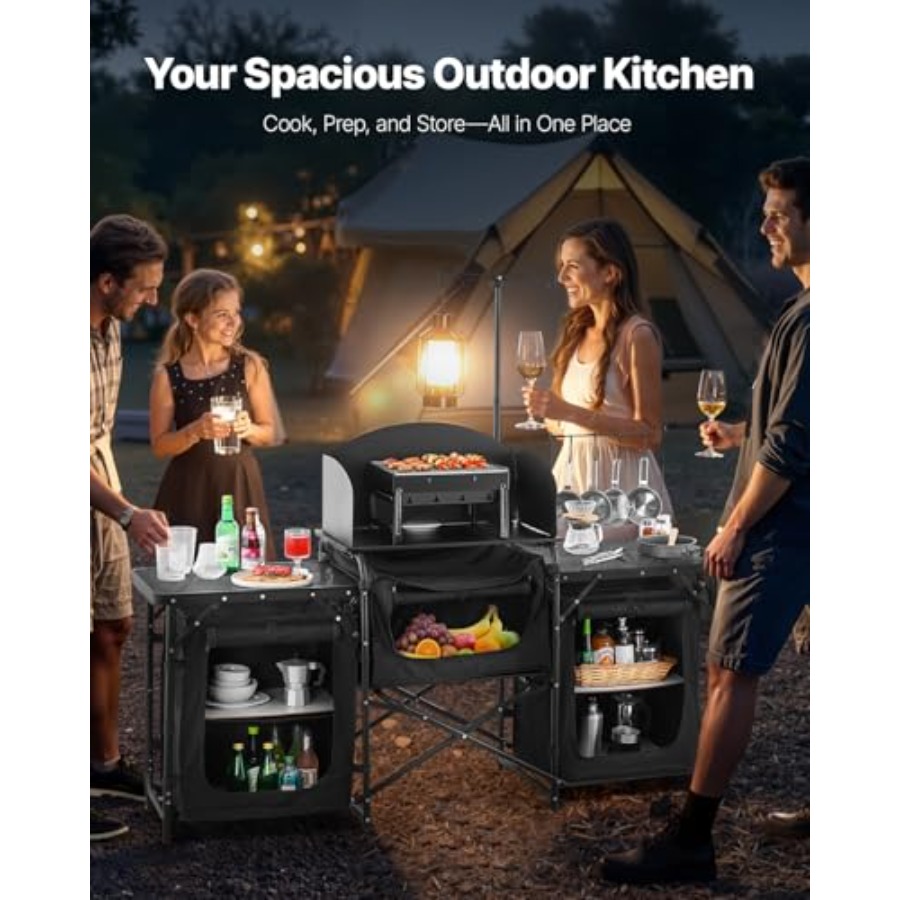 Stół kempingowy, stół do gotow – Camping Cooking Table With Storage recenzja i cena