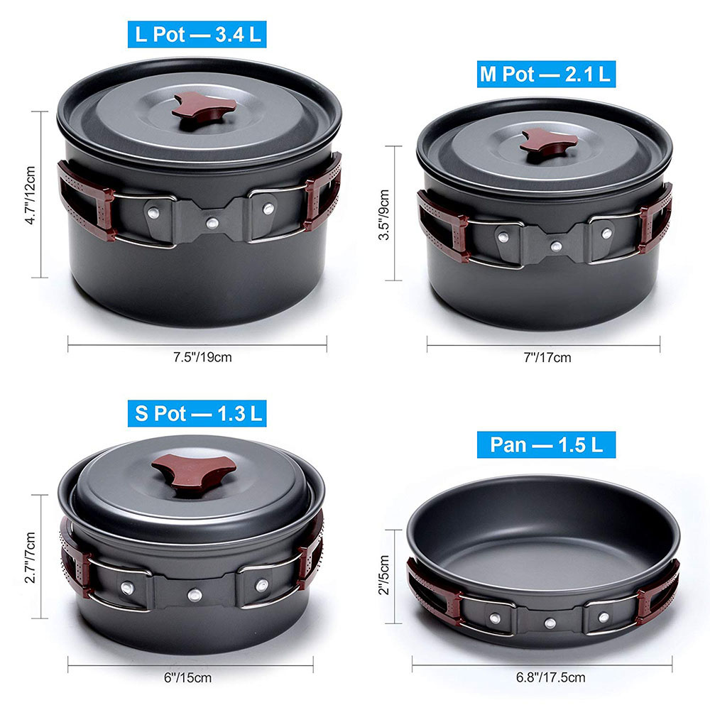 Zestaw naczyń kempingowych na  – Camping Cooking Set Non Stick recenzja i cena